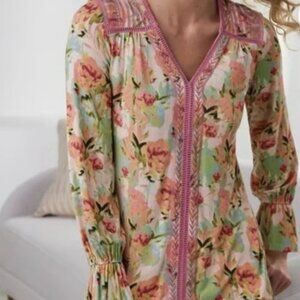 Soft Surroundings Women's Size Medium Essex Floral Tunic Romantic